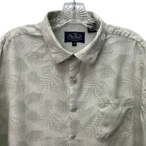 Nat Nast Mens XL Palm Leaves 100% Silk Shirt Short Sleeve Button Up
